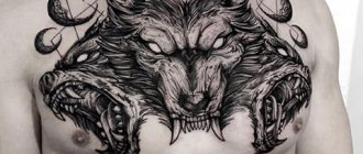 Tatouage du graphique Cerberus sur la poitrine
