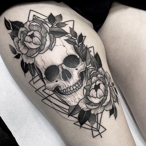 Tatouage du crâne. Ce que cela signifie pour les hommes, les filles, les croquis sur la main, le bras, l'épaule, l'avant-bras