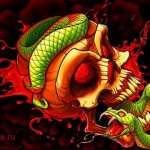 Tatouage tête de mort et serpent