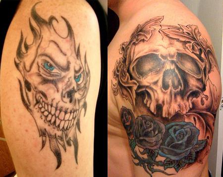 Tatouage d'une tête de mort sur une main
