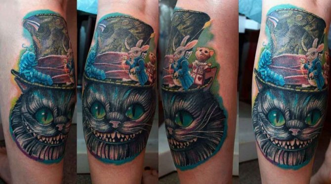 tatouage chat cheshire
