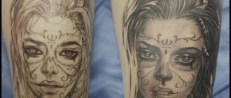 Tatouage Chicano (Chicago) masculin, pour les filles. Signification, image : bras, avant-bras, poignet, épaule