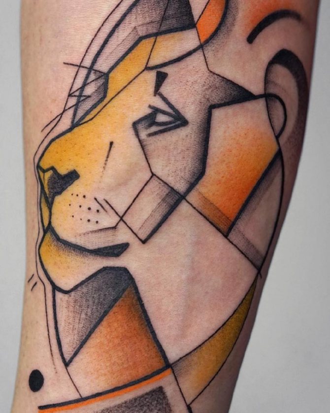 Tatouage lion coloré