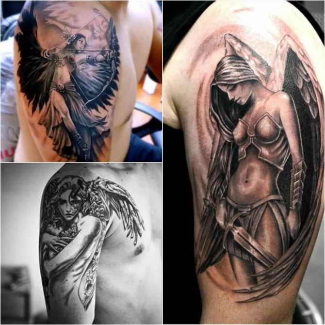 Fille tatouée - Fille tatouée avec des ailes - Fille tatouée ange