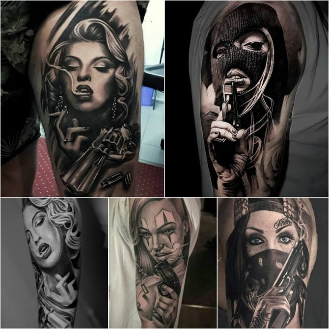 Tattoo girl - fille tatouée avec un pistolet