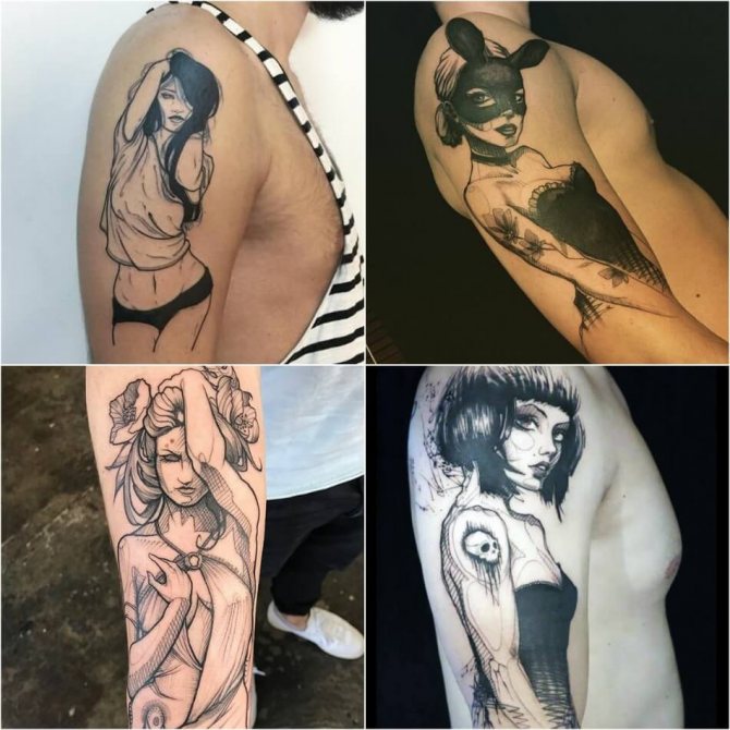 Tattoo Girl - Tattoo Girl pour hommes - Tatouage masculin avec une fille