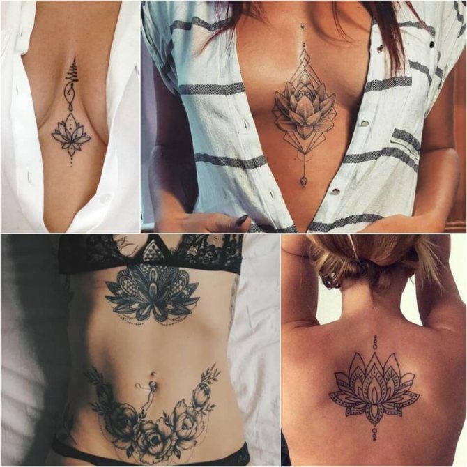 Tatouage pour filles - Tatouage lotus pour filles - Tatouage Lady Lotus