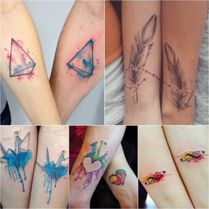 Tatouage pour deux - Tatouage du même sexe - Tatouage aquarelle