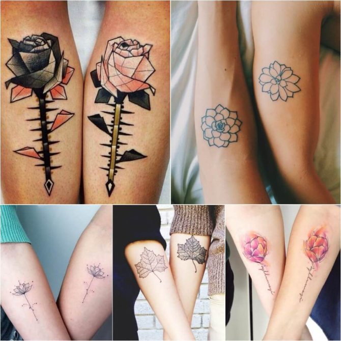 Tatouage pour deux - Tatouage du même visage - Tatouage de fleurs pour deux - Tatouage des mêmes fleurs pour les amoureux