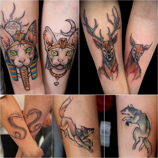 Tatouage pour deux - Tatouage d'un style - Tatouage d'animaux pour deux