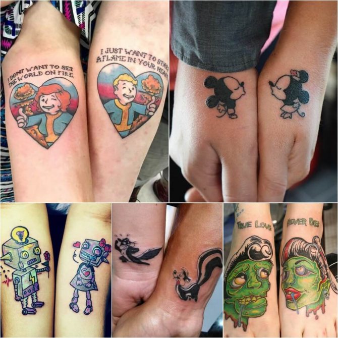 Tattoo for couple - Tattoo one style - Tattoo Comic - Tattoo cartoon - tattoo for lovers