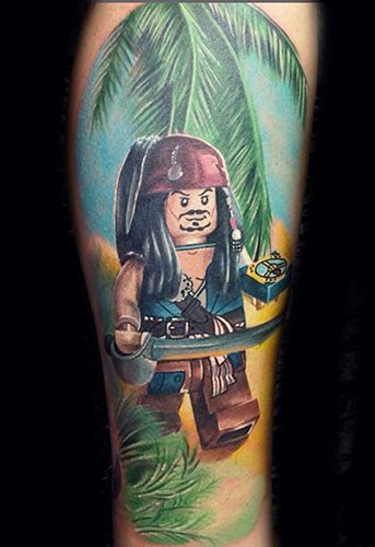 Tatouage de Jack Sparrow sur le bras, le dos, l'épaule. Photo, significations