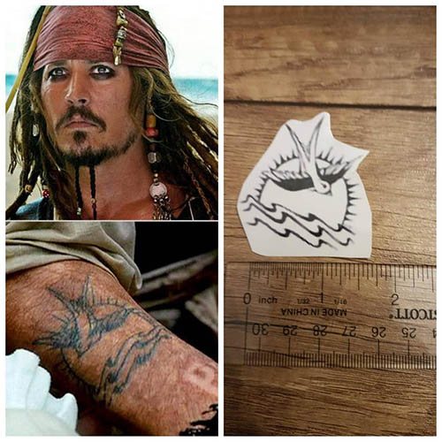 Tatouage de Jack Sparrow sur le bras, le dos, l'épaule. Photo, significations
