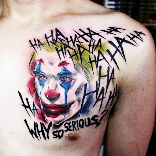 Tatouage Joker sur le bras, l'avant-bras, la jambe. Croquis, photo, signification