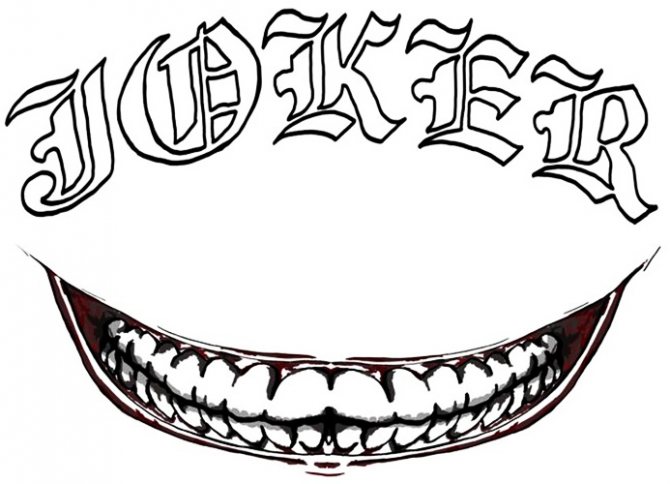 Tatouage Joker sur le bras, l'avant-bras, la jambe. Croquis, photo, signification