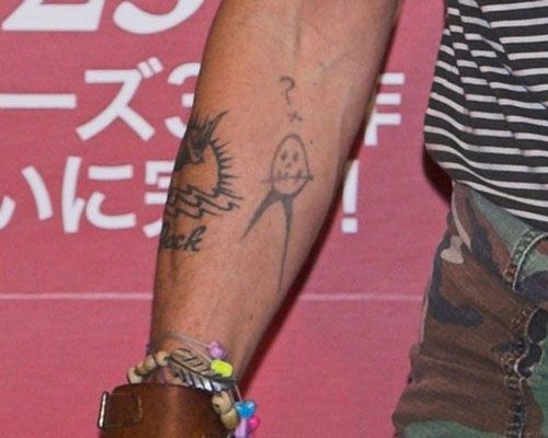 Un tatouage de Johnny Depp. Photos sur son bras, son dos et sa main