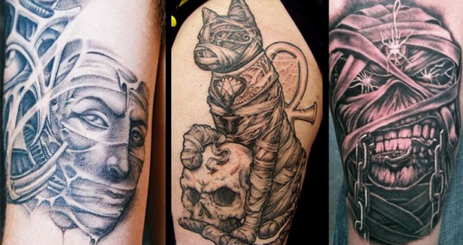 Tatouage de thèmes égyptiens pour les hommes et les filles. Esquisses sur la main, l'avant-bras, les doigts, les valeurs. Photo