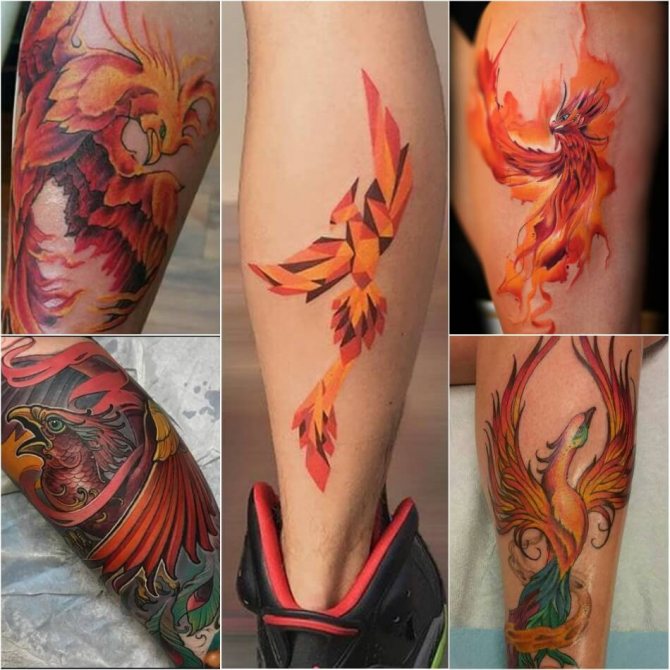 Tattoo Phoenix - Tattoo Phoenix sur la jambe - Tatouage de phoenix sur la jambe