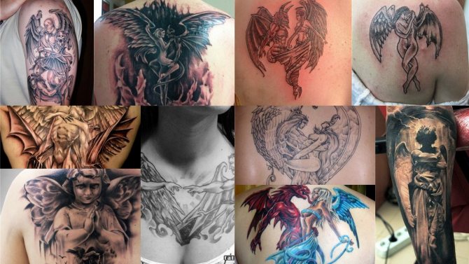 photo de tatouage avec ange et démon