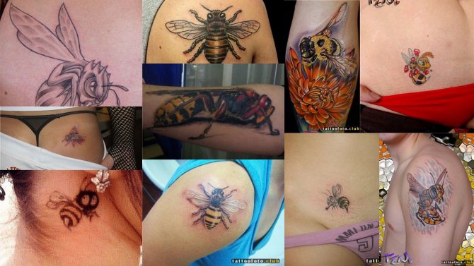 Photo de tatouage avec une abeille