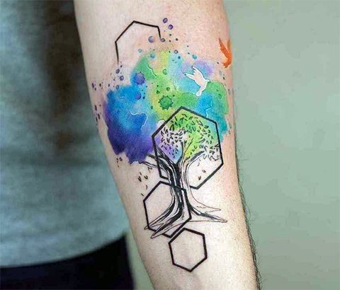 Géométrie du tatouage - aquarelle