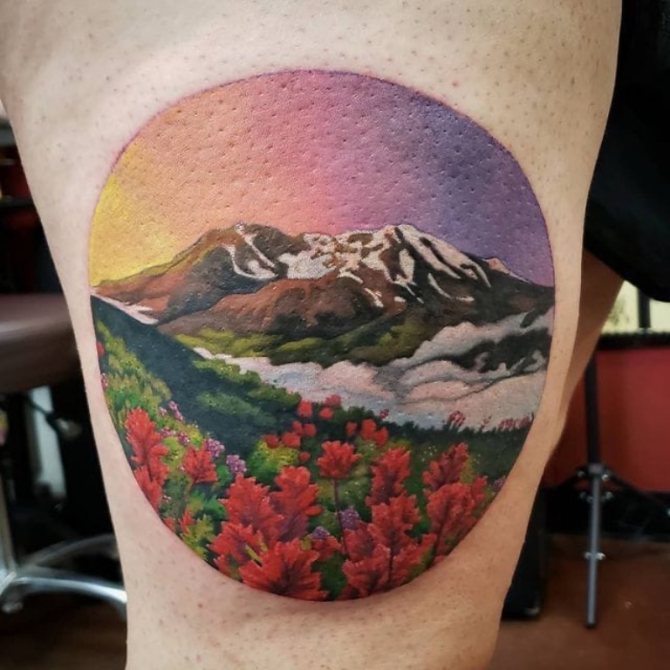 tattoo montagnes et mer