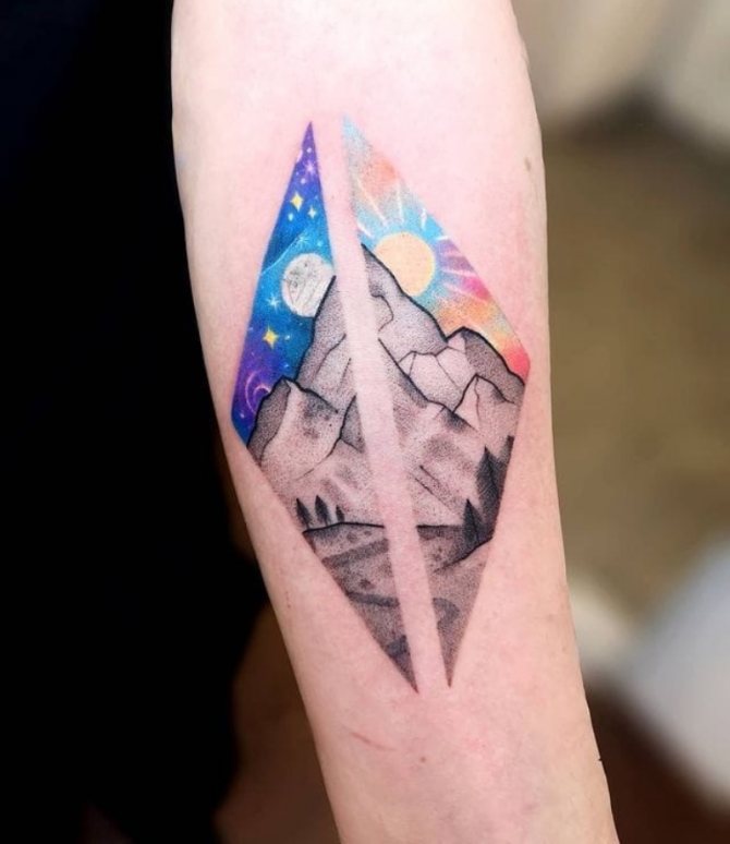 tatouage de la montagne sur la main