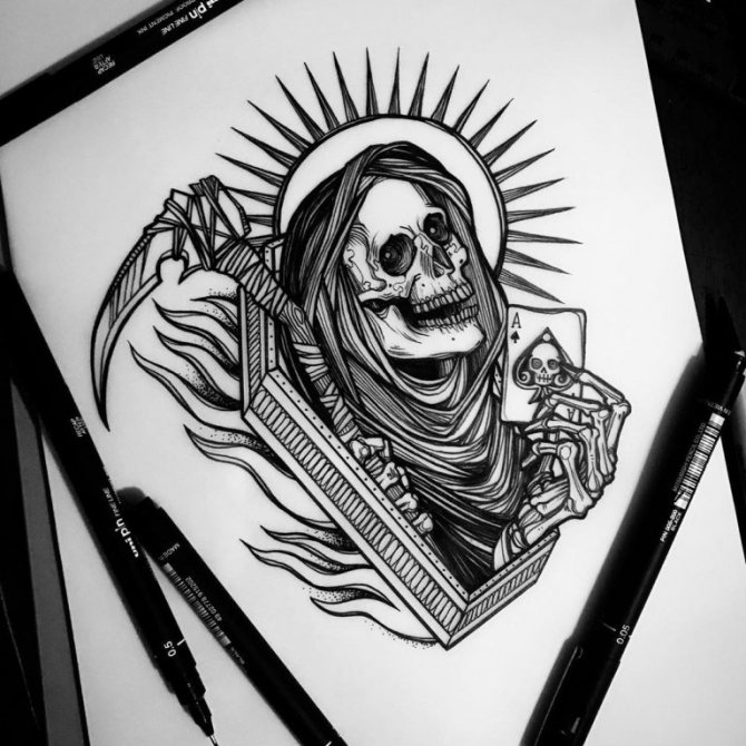 tattoo jouant avec la mort