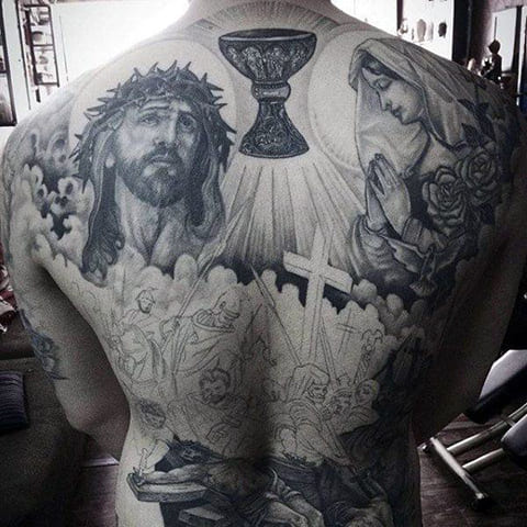Tatouage de Jésus-Christ dans le dos