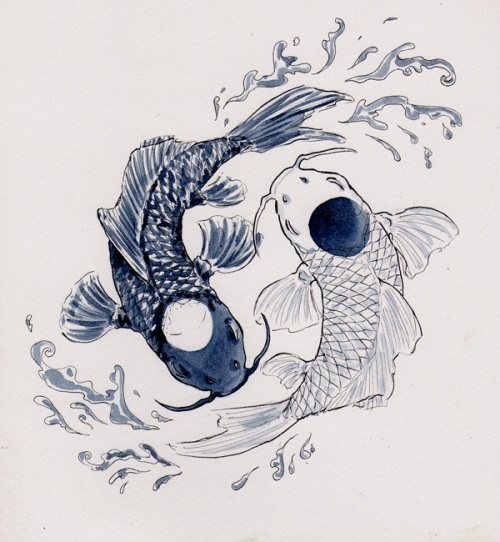 tatouage poisson yin yang