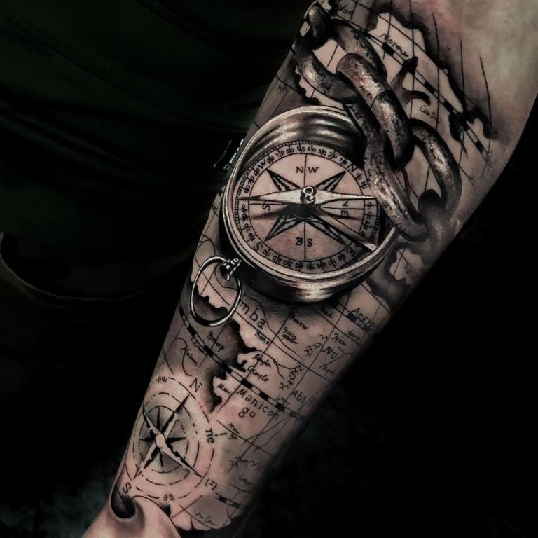 tatouage de boussole