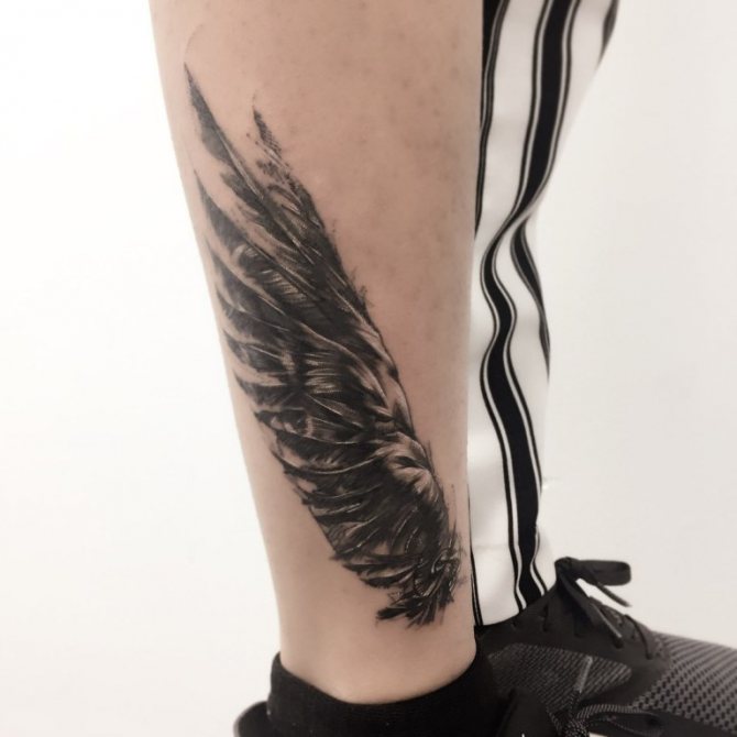 Tatouage d'ailes sur les jambes