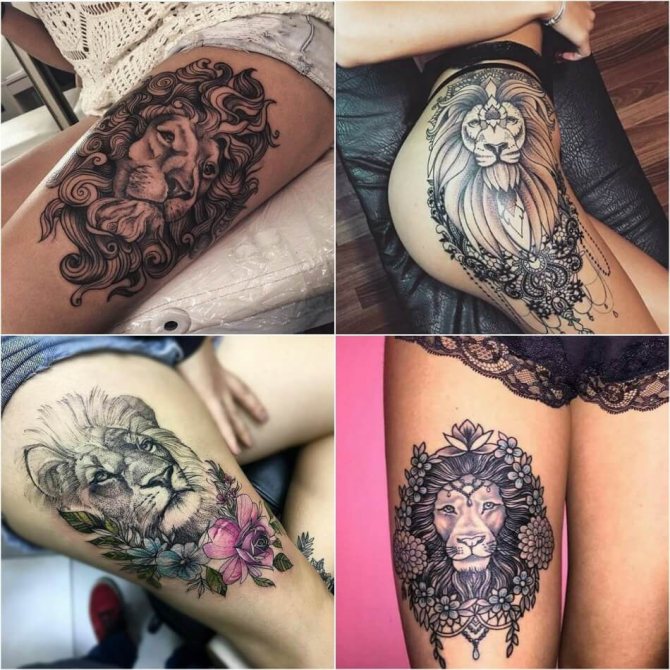 Tattoo Lion - Tatouage de lion sur la cuisse - Tatouage de lion sur la cuisse