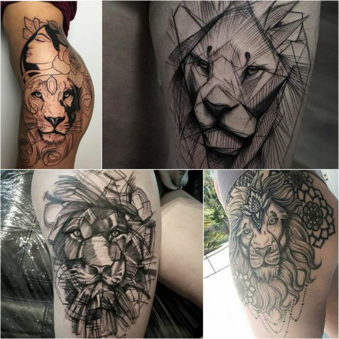 Tattoo Lion - Tatouage de lion sur la cuisse - Tatouage de lion sur la cuisse