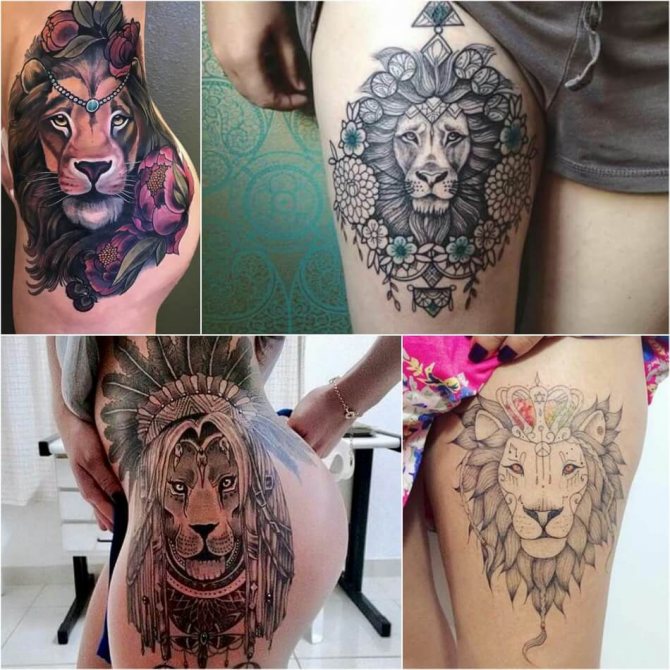Tattoo Lion - Tatouage de lion sur la cuisse - Tatouage de lion sur la cuisse