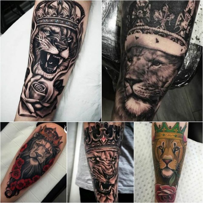 Tatouage de lion - Tatouage de lion avec couronne