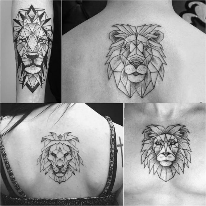 Tattoo Lion - Tatouage de lion géométrique - Tatouage de lion géométrique