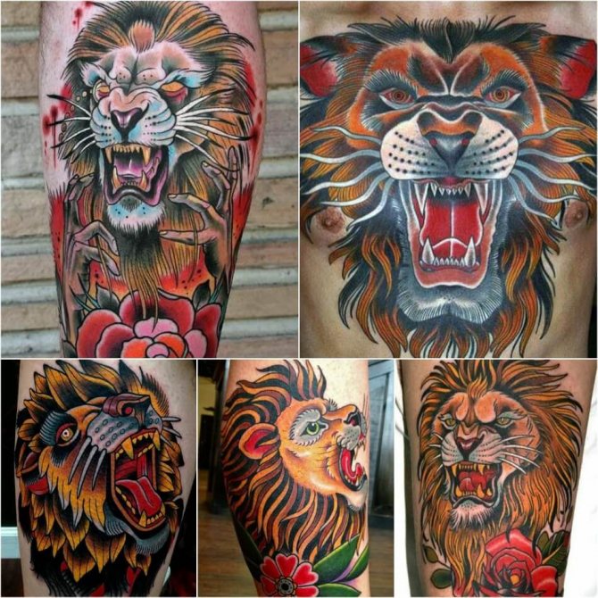 Tattoo Lion - Tatouage de lion à l'ancienne - Tatouage de lion à l'ancienne