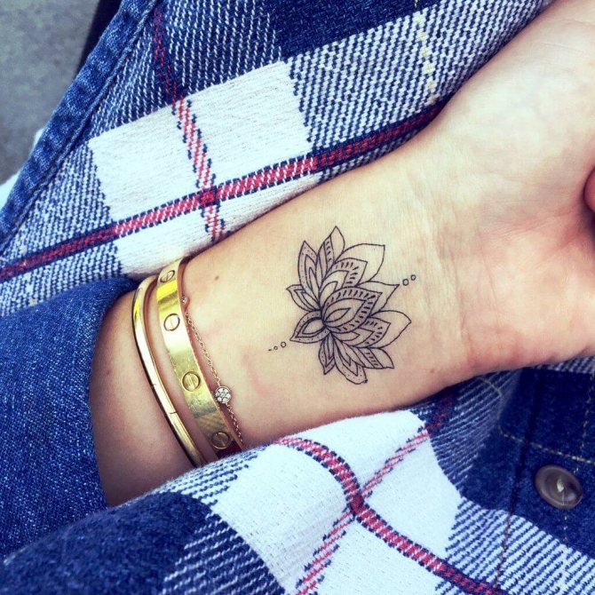 tatouage de lotus sur le poignet