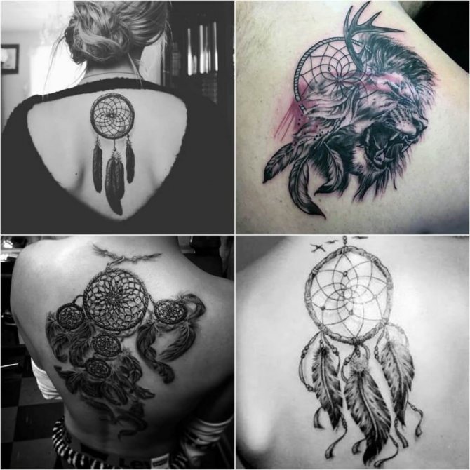 Tatouage d'un capteur de rêves - Tatouage d'un capteur de rêves sur le dos - Tatouage d'un capteur de rêves sur mon dos