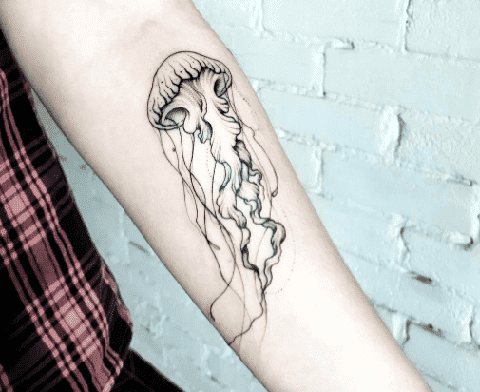 Tatouage d'une méduse sur le bras