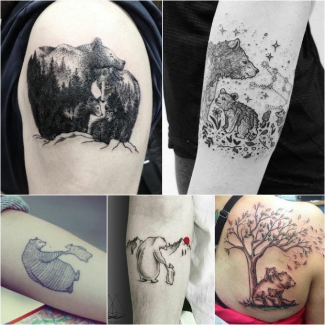 Tatouage d'ours - Tatouage d'ours avec bébé ours