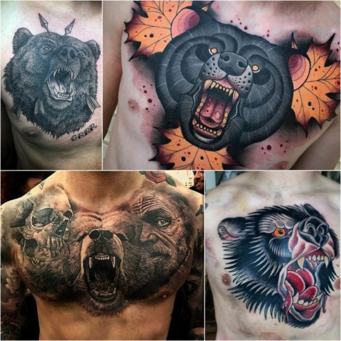 Ours tatoué - ours tatoué sur la poitrine - Ours tatoué sur la poitrine
