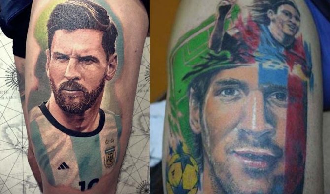 tatouage portrait de messi