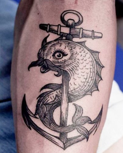 Tatouage avec thème nautique. Photo, croquis, manche sur la jambe, bras, mollet, dos, poignet, signification