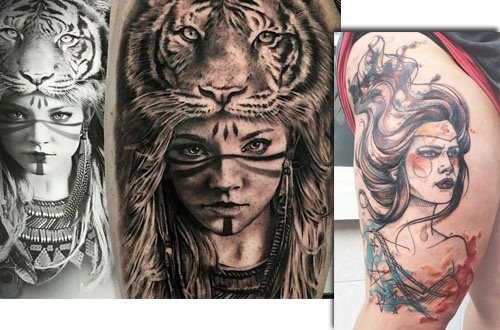 Tatouage sur la hanche pour les filles, photo. Beaux motifs, dentelle, fleurs, croquis, inscriptions avec traduction