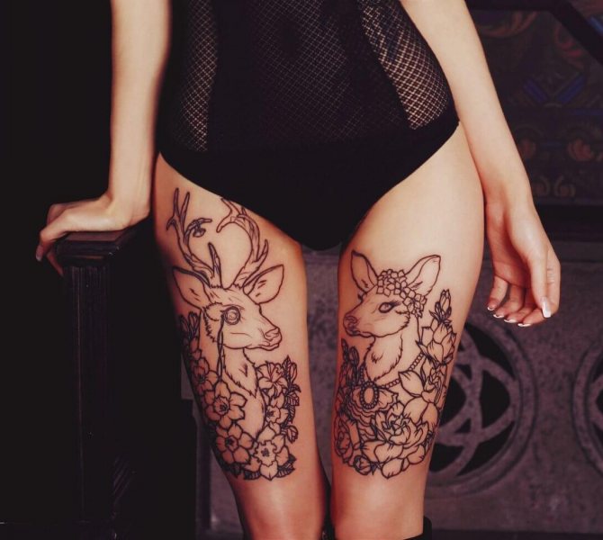 tatouage d'animal sur la cuisse