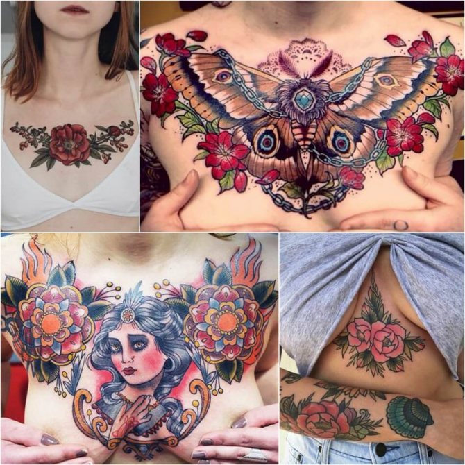 Tatouage sur la poitrine pour les filles - Tatouage sur la poitrine pour les filles - Tatouages féminins sur la poitrine