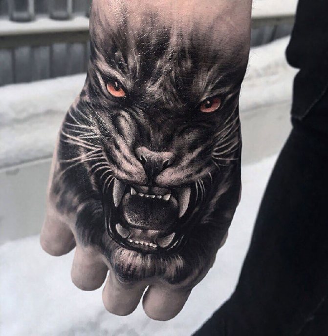 Tatouage sur la main - Tatouage sur la main - Tatouage sur la main du tigre