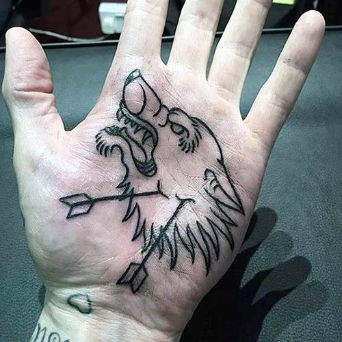 Tatouage sur la paume de la main pour les filles, les hommes. Croquis, photos